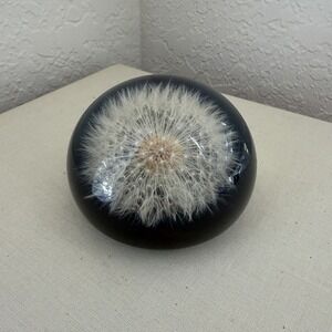 Dandelion Paperweight Lucite Resin Decor Floral Specimen Eclectic Gift Handmade